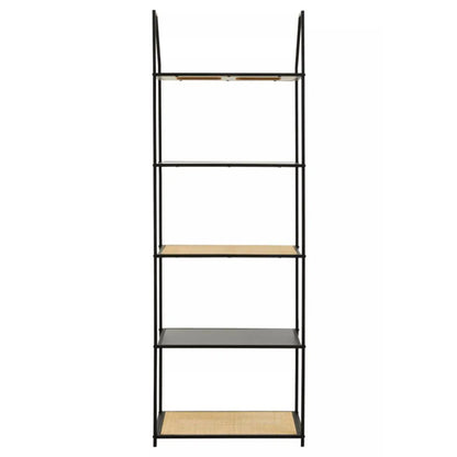 Depok Wooden 5 Tier Shelving Unit In Natural Rattan