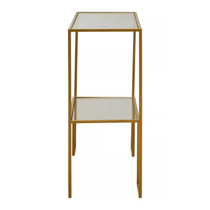 Avento Black Glass Top Console Table In Gold Frame