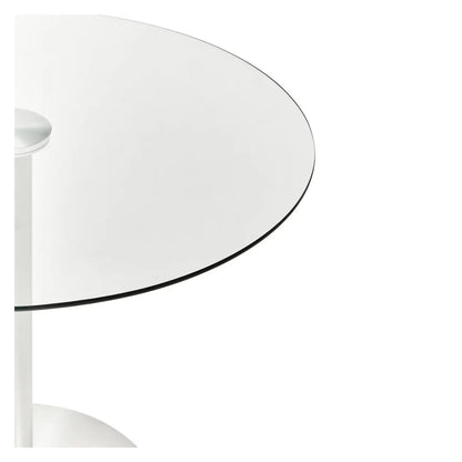 Metropolitan Round Clear Glass Dining Table With Silver Steel Base