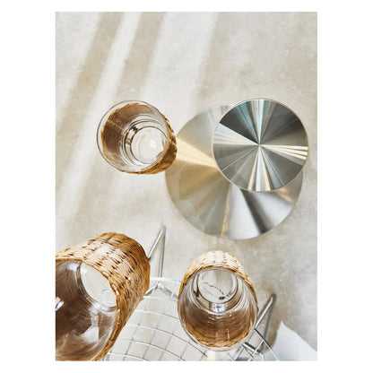 Metropolitan Round Clear Glass Dining Table With Silver Steel Base