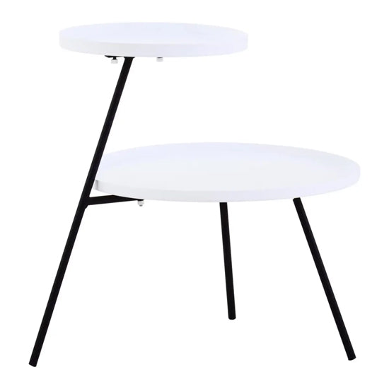 Trosa White Side Table With 2 Shelves With Black Metal Frame