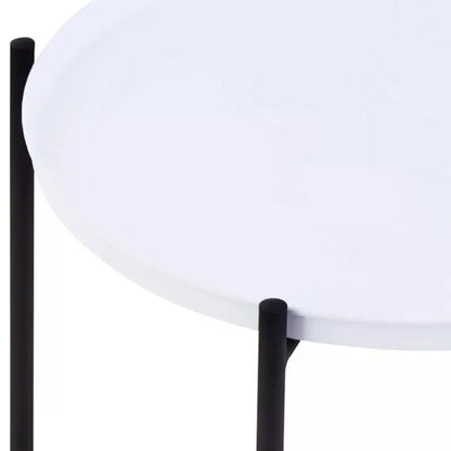 Trosa Round White Metal Side Table With Black Metal Frame