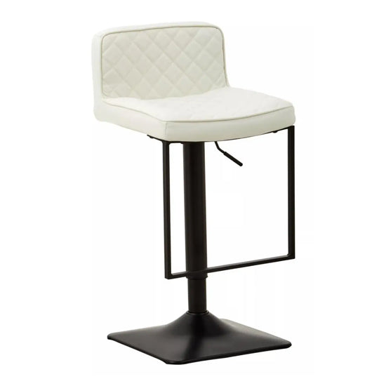 Baina White Leather Effect And Black Base Bar Chairs In Pair