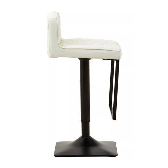 Baina White Leather Effect And Black Base Bar Chairs In Pair