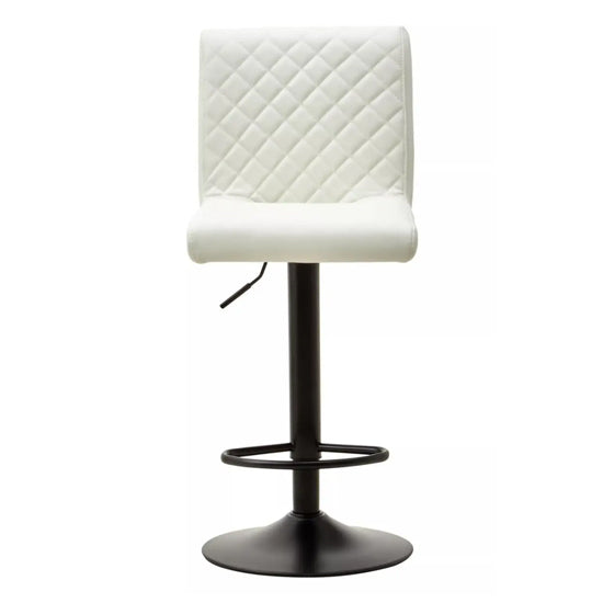 Baina High Back White Leather Effect Bar Chairs In Pair