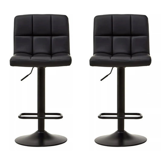 Baina Black Faux Leather Effect Quilted Bar Stools In Pair
