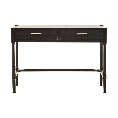 Heritage Wooden Computer Desk With Two Drawers In Black