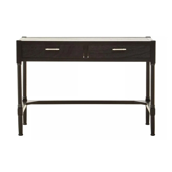 Heritage Wooden Computer Desk With Two Drawers In Black