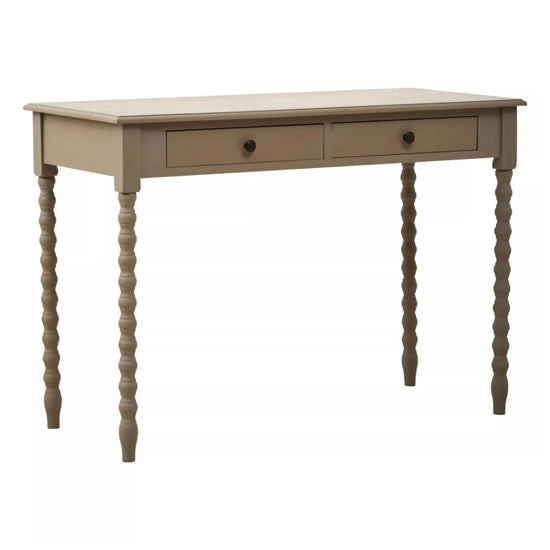 Heritage Wooden Computer Desk With Two Drawers In Grey