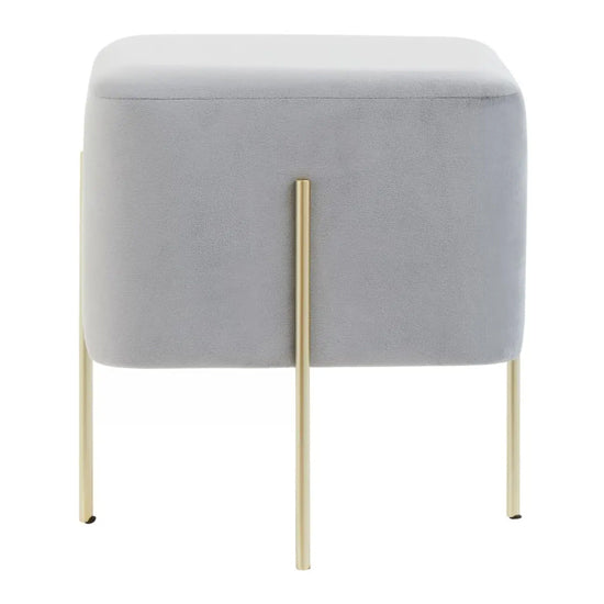 Hayes Square Grey Velvet Stools In Pair