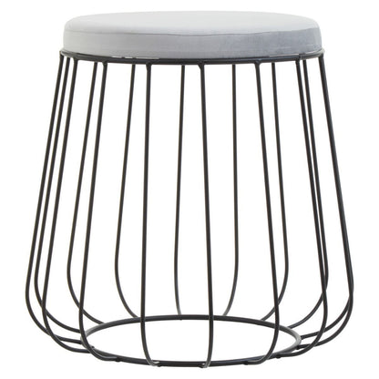 Hayes Textile Fabric Tall Cage Stool With Black Metal Frame