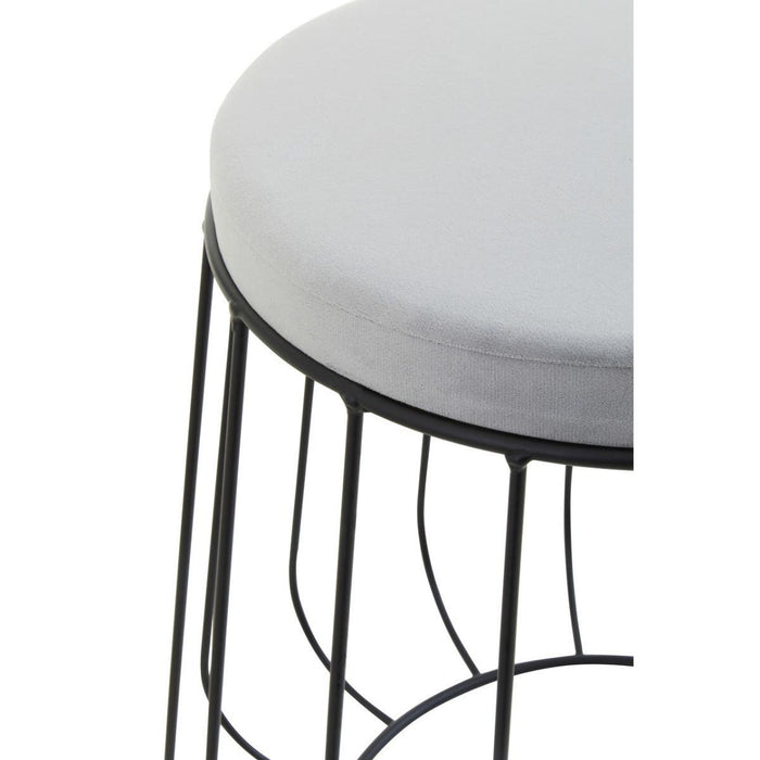 Hayes Textile Fabric Tall Cage Stool With Black Metal Frame