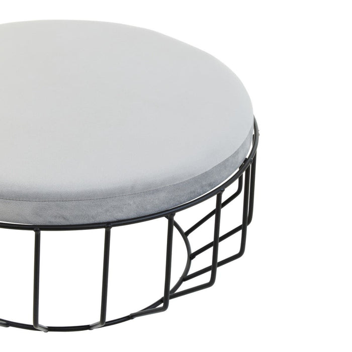 Hayes Textile Fabric Round Cage Stool With Black Metal Frame