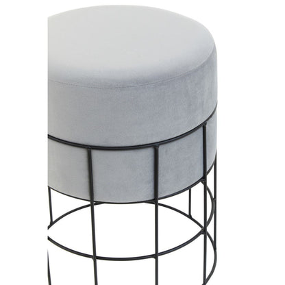 Hayes Textile Fabric Straight Cage Stool With Black Metal Frame