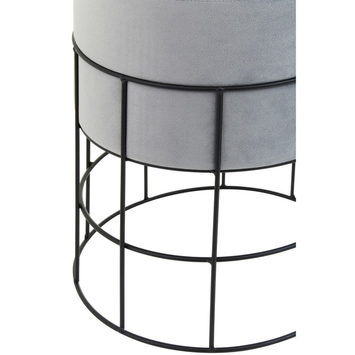 Hayes Textile Fabric Straight Cage Stool With Black Metal Frame