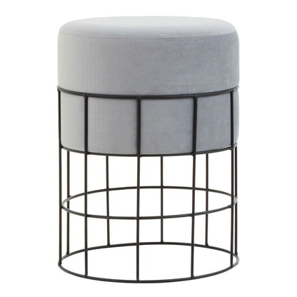 Hayes Textile Fabric Straight Cage Stool With Black Metal Frame