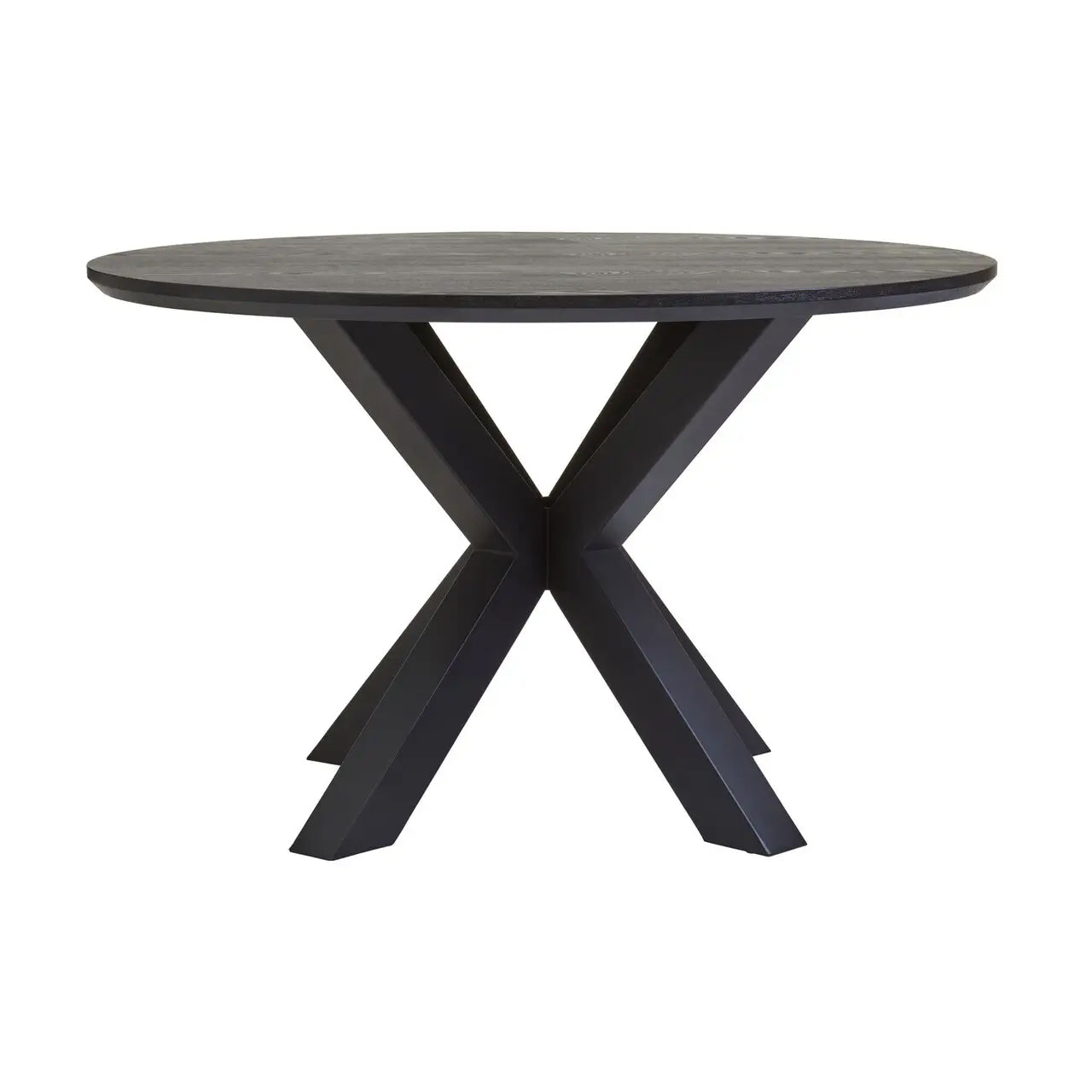Salford Wooden Dining Table In Black With Black Metal Legs