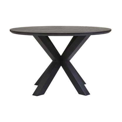 Salford Wooden Dining Table In Black With Black Metal Legs