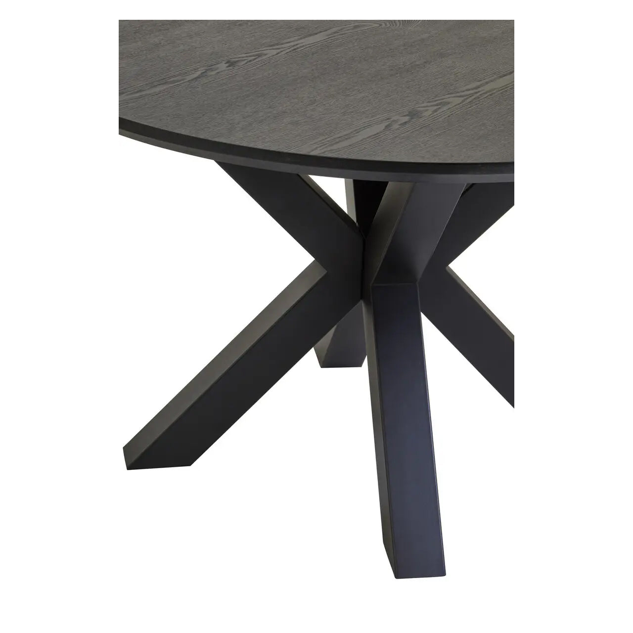 Salford Wooden Dining Table In Black With Black Metal Legs