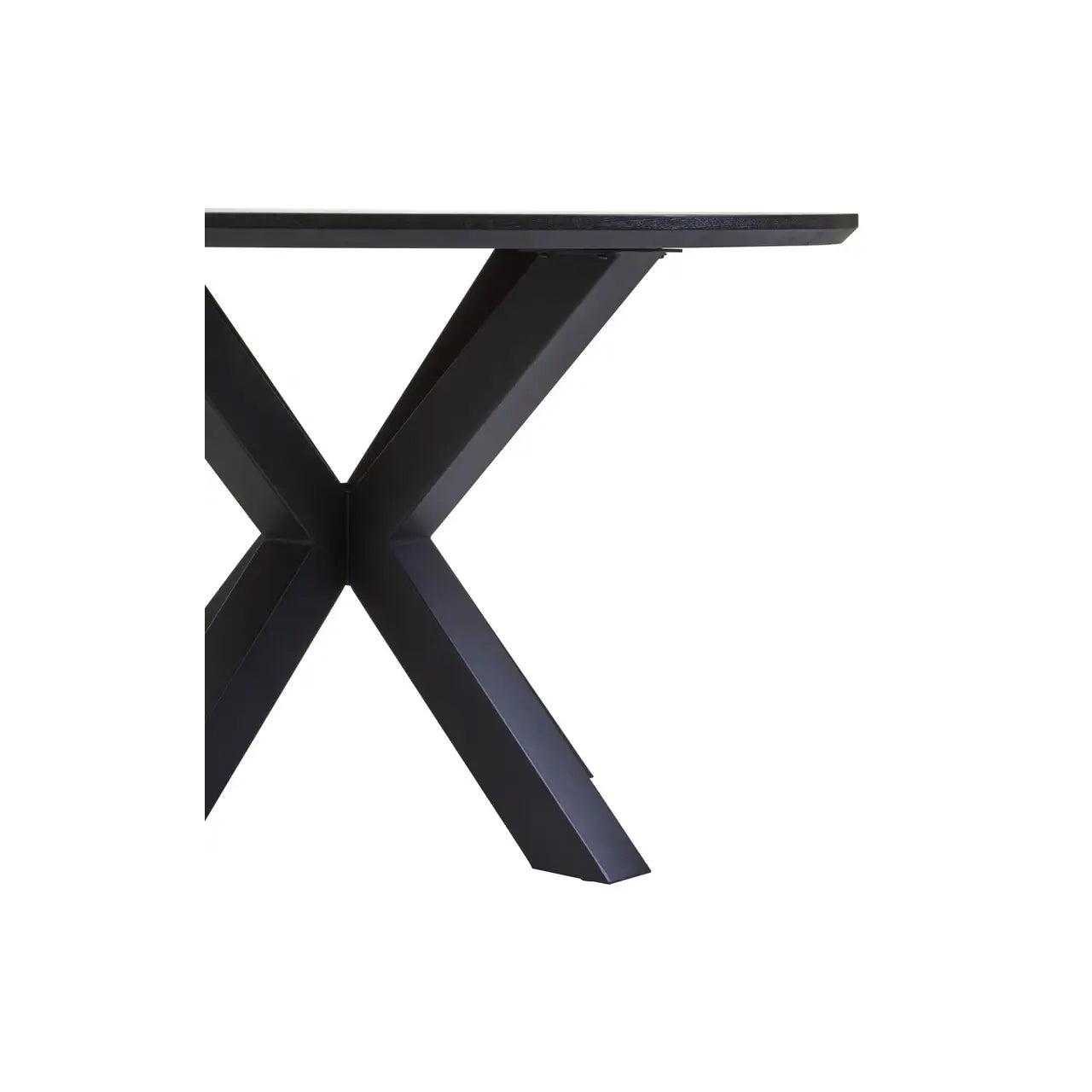Salford Wooden Dining Table In Black With Black Metal Legs