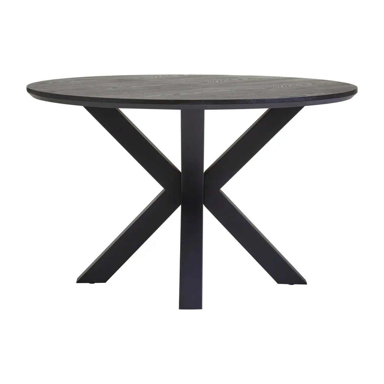 Salford Wooden Dining Table In Black With Black Metal Legs