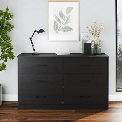 Brez Wooden Chest Of 6 Drawers In Black Oak
