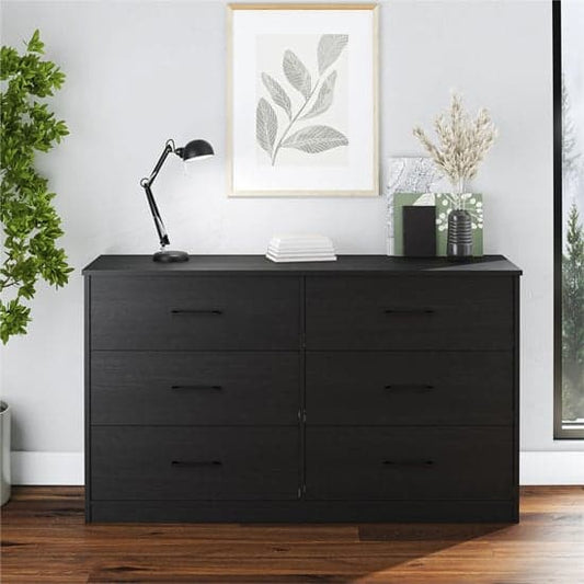 Brez Wooden Chest Of 6 Drawers In Black Oak