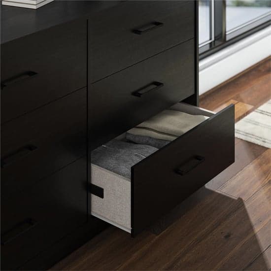 Brez Wooden Chest Of 6 Drawers In Black Oak