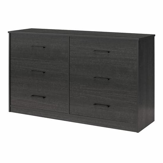 Brez Wooden Chest Of 6 Drawers In Black Oak