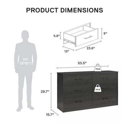 Brez Wooden Chest Of 6 Drawers In Black Oak