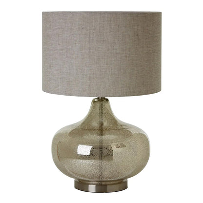 Luz Grey Linen Shade Table Lamp With Glass And Metal Base