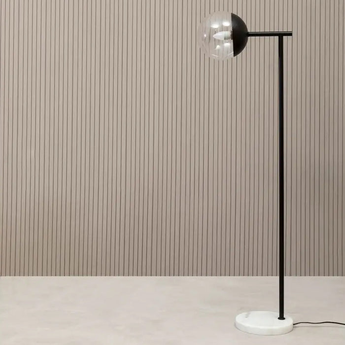 Revive Clear Glass Shade Floor Lamp With White Marble Base