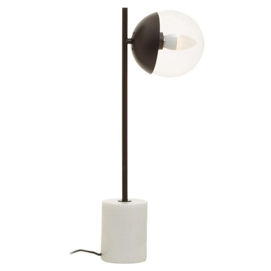 Revive Clear Glass Shade Table Lamp With White Marble Base