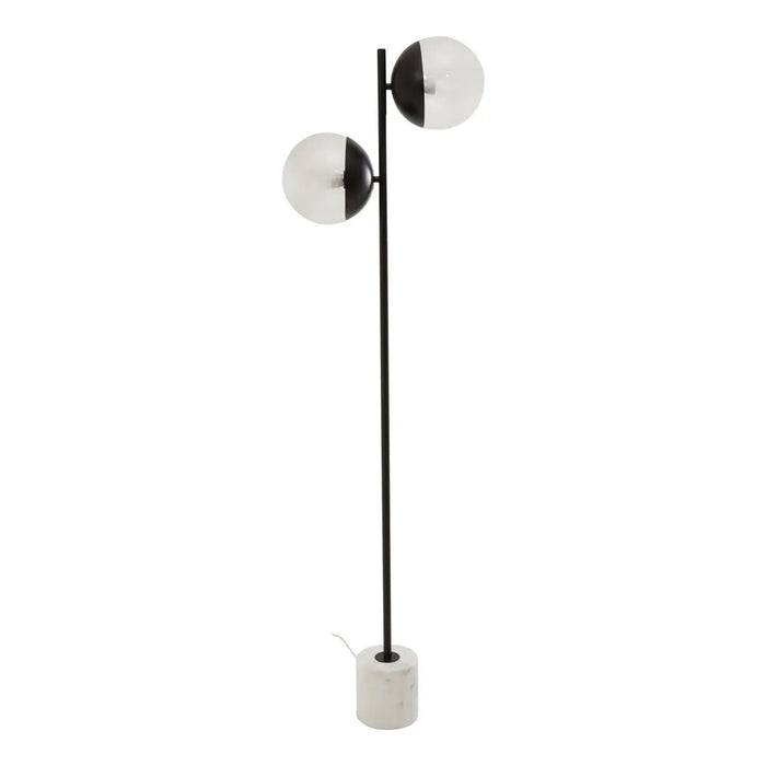 Revive 2 Lights Floor Lamp In Black With White Marble Base