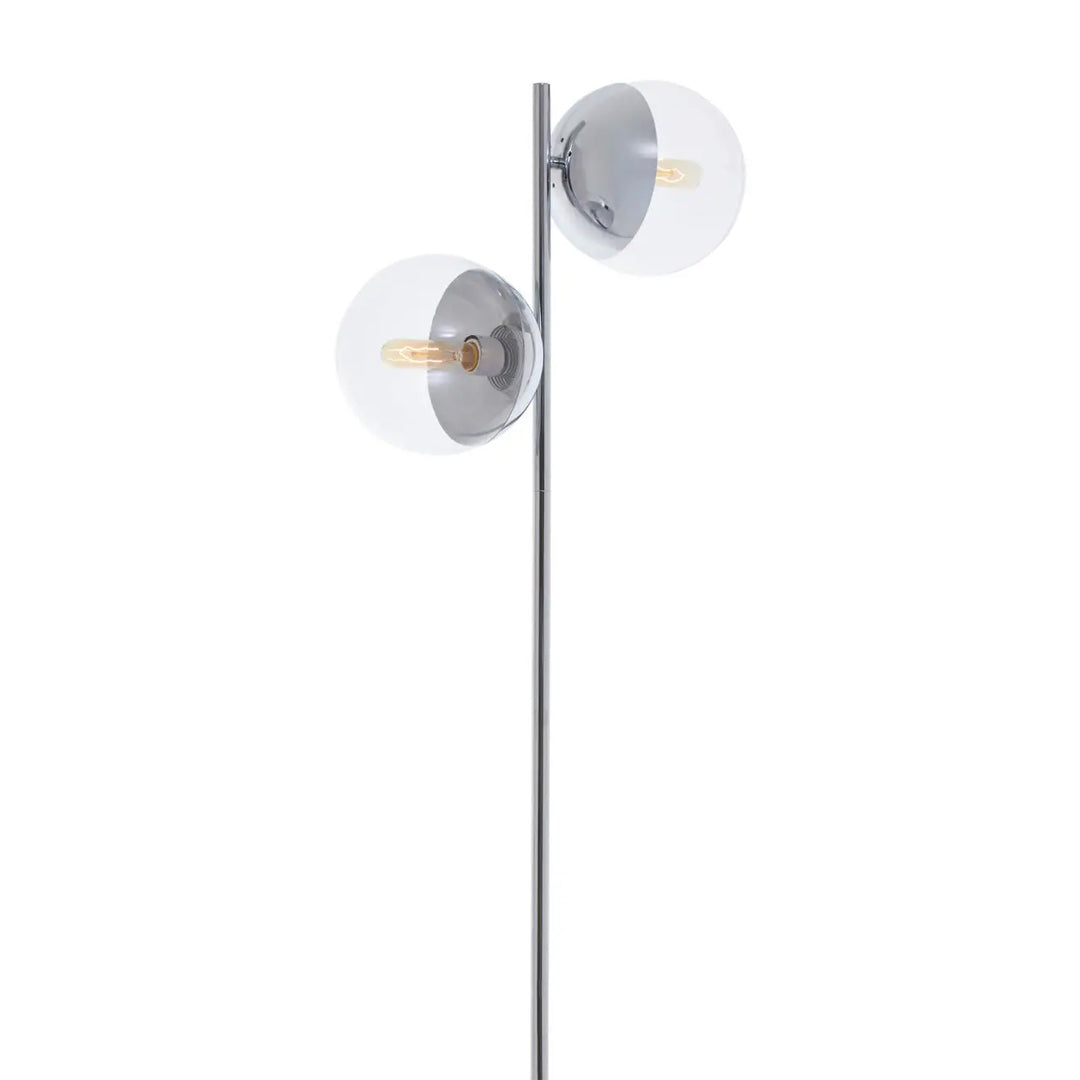 Revive 2 Lights Clear Glass Shade Floor Lamp In Chrome