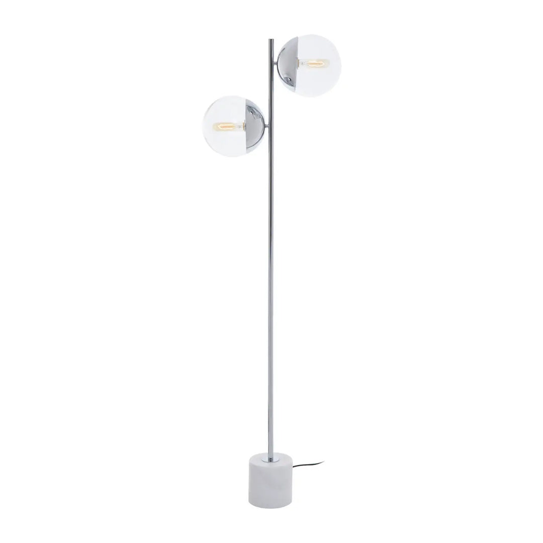 Revive 2 Lights Clear Glass Shade Floor Lamp In Chrome