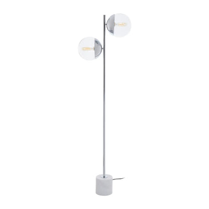 Revive 2 Lights Clear Glass Shade Floor Lamp In Chrome