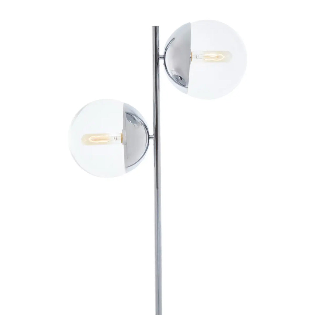 Revive 2 Lights Clear Glass Shade Floor Lamp In Chrome