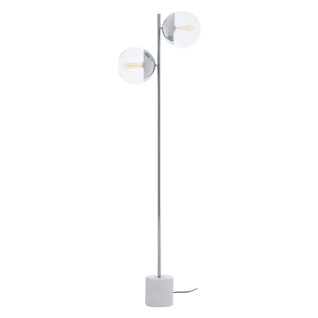 Revive 2 Lights Clear Glass Shade Floor Lamp In Chrome