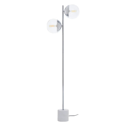 Revive 2 Lights Clear Glass Shade Floor Lamp In Chrome