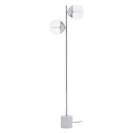 Revive 2 Lights Clear Glass Shade Floor Lamp In Chrome