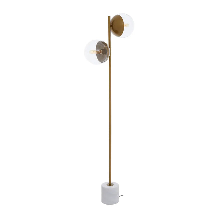 Revive 2 Lights Floor Lamp In Gold With White Marble Base