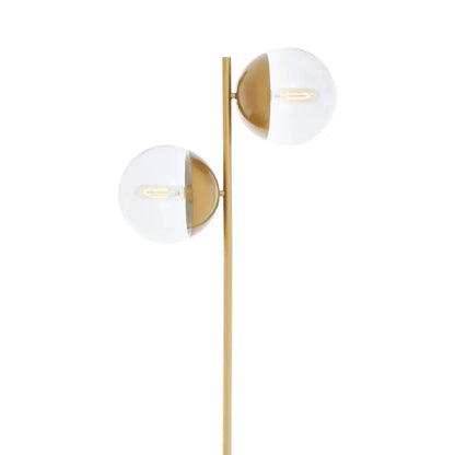 Revive 2 Lights Floor Lamp In Gold With White Marble Base