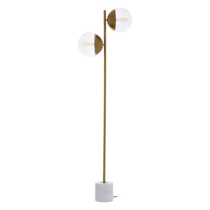 Revive 2 Lights Floor Lamp In Gold With White Marble Base
