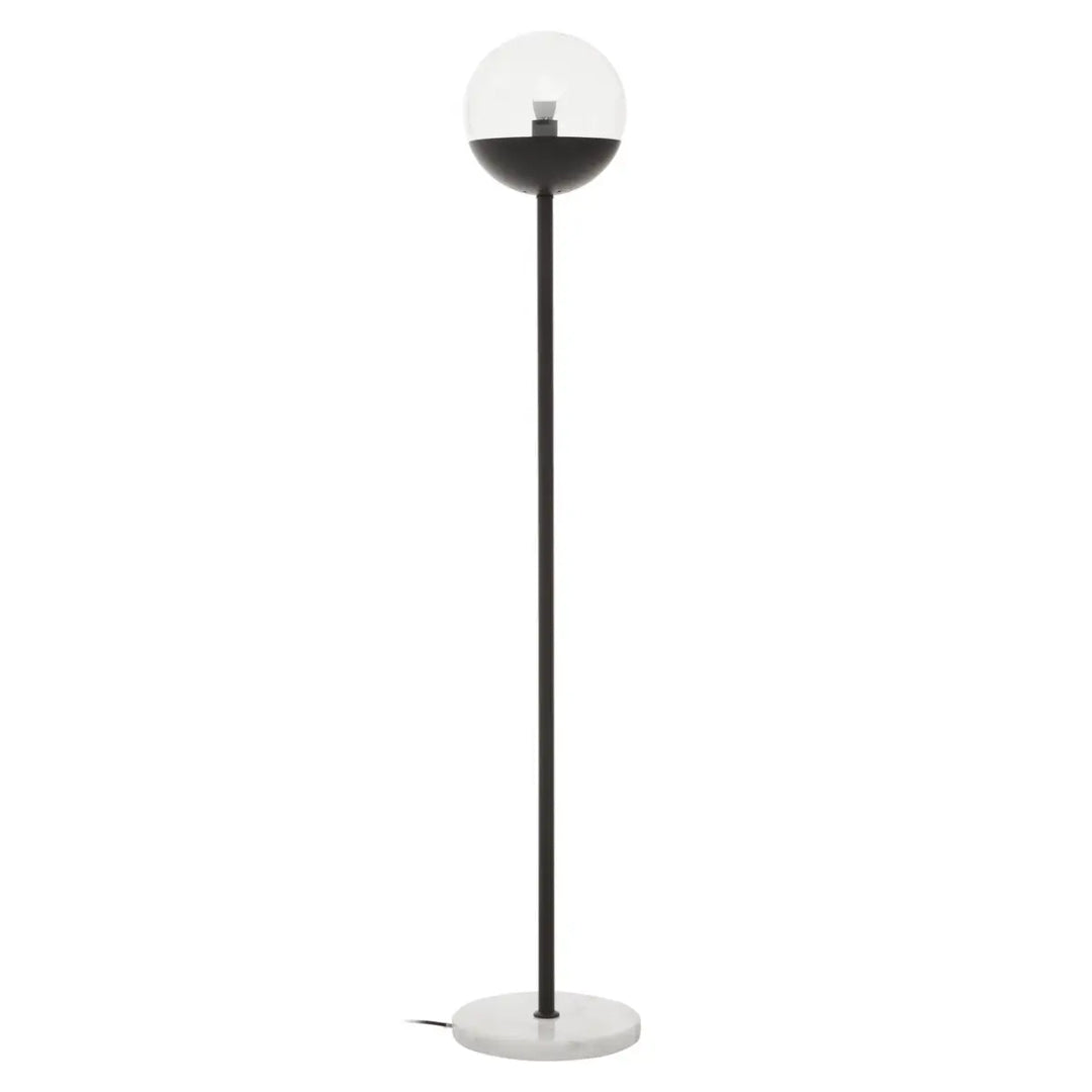 Revive Clear Glass Shade Tall Floor Lamp With White Marble Base