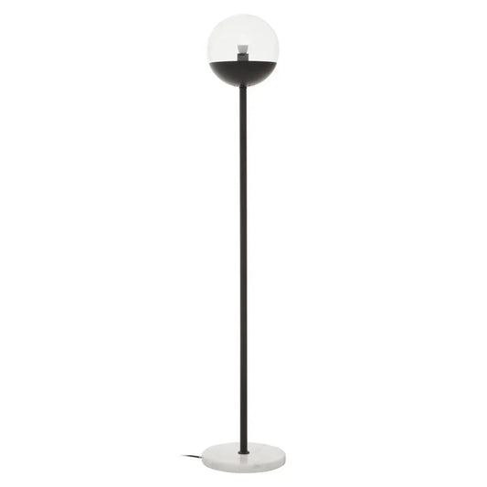 Revive Clear Glass Shade Tall Floor Lamp With White Marble Base