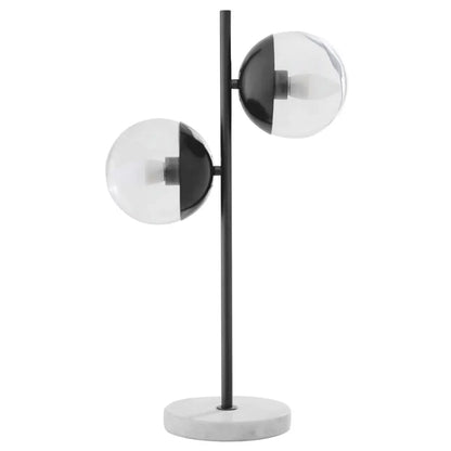Revive 2 Lights Clear Glass Shade Table Lamp With White Marble Base