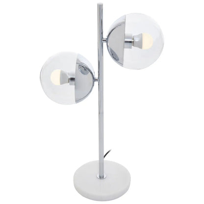 Revive 2 Lights Clear Glass Shade Table Lamp In Chrome