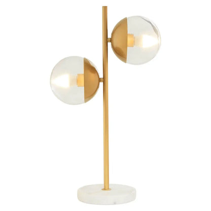 Revive 2 Lights Table Lamp In Gold With White Marble Base