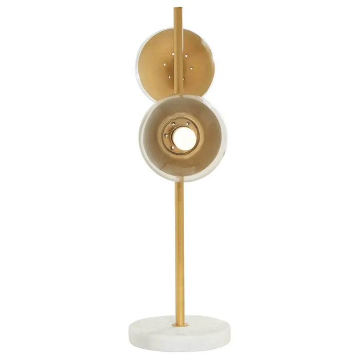 Revive 2 Lights Table Lamp In Gold With White Marble Base